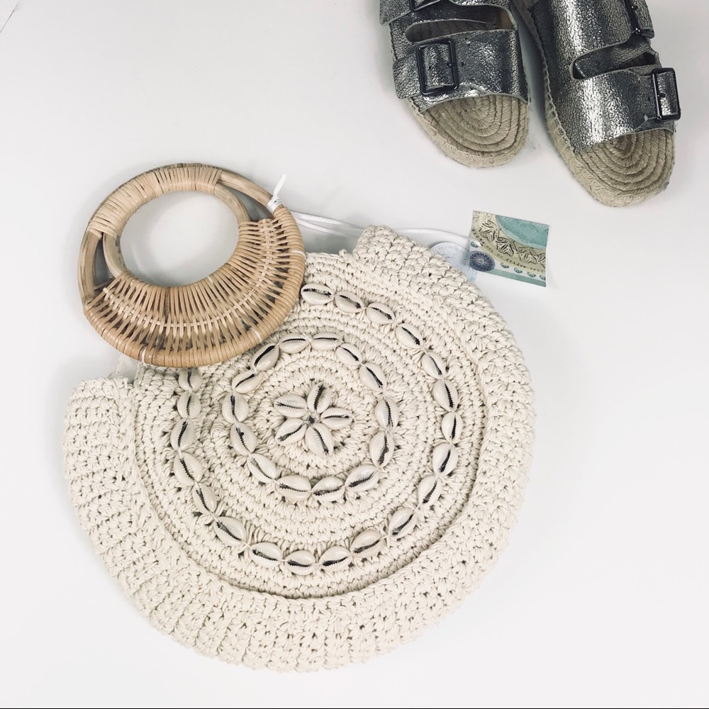 NEW Sigrid Olsen Woven Seashell Ring Handle Bag